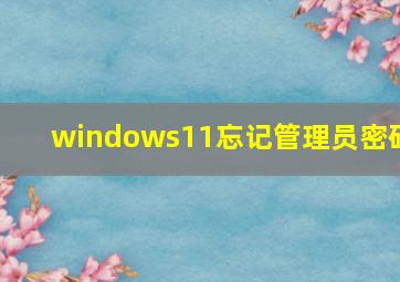 windows11忘记管理员密码