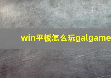 win平板怎么玩galgame