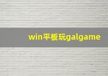 win平板玩galgame