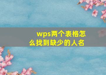 wps两个表格怎么找到缺少的人名