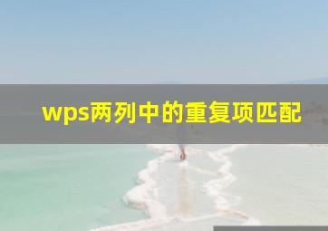 wps两列中的重复项匹配