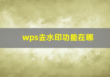 wps去水印功能在哪