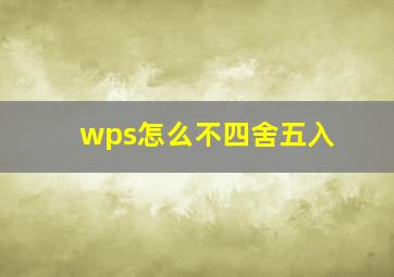 wps怎么不四舍五入