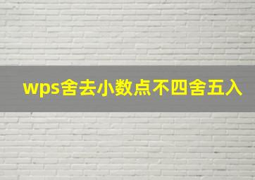 wps舍去小数点不四舍五入