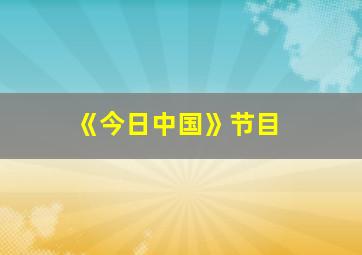 《今日中国》节目