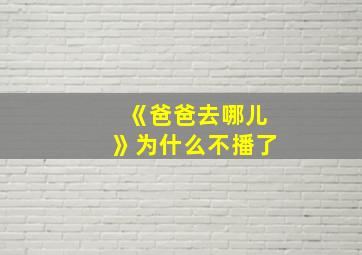 《爸爸去哪儿》为什么不播了