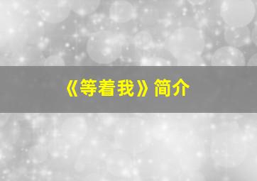 《等着我》简介