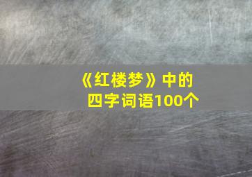 《红楼梦》中的四字词语100个