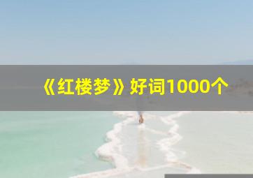 《红楼梦》好词1000个