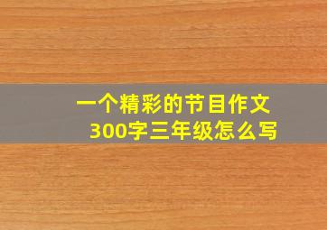 一个精彩的节目作文300字三年级怎么写