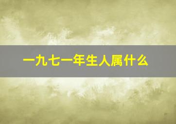 一九七一年生人属什么