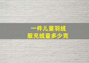 一件儿童羽绒服充绒量多少克