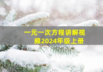 一元一次方程讲解视频2024年级上册