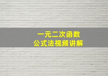 一元二次函数公式法视频讲解