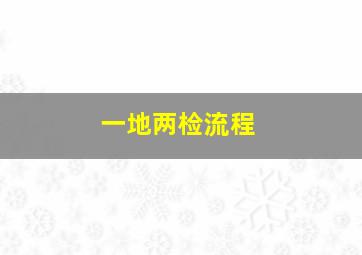 一地两检流程