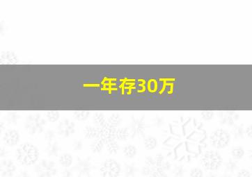 一年存30万