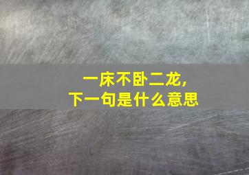 一床不卧二龙,下一句是什么意思