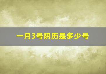 一月3号阴历是多少号