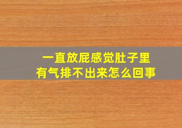 一直放屁感觉肚子里有气排不出来怎么回事