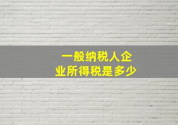 一般纳税人企业所得税是多少