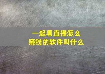 一起看直播怎么赚钱的软件叫什么