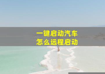 一键启动汽车怎么远程启动