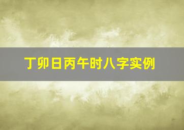 丁卯日丙午时八字实例