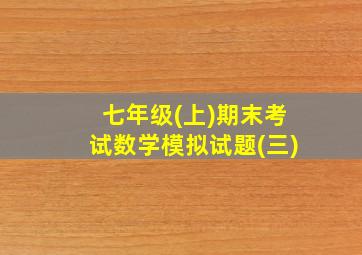 七年级(上)期末考试数学模拟试题(三)