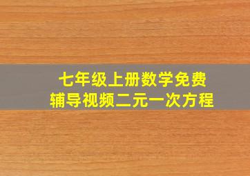 七年级上册数学免费辅导视频二元一次方程