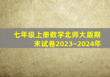 七年级上册数学北师大版期末试卷2023~2024年