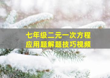 七年级二元一次方程应用题解题技巧视频