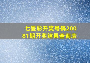 七星彩开奖号码20081期开奖结果查询表