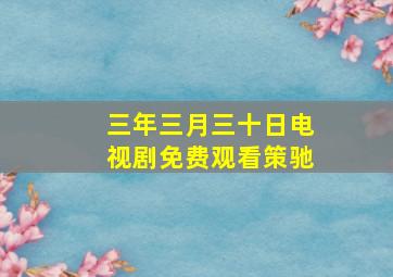 三年三月三十日电视剧免费观看策驰