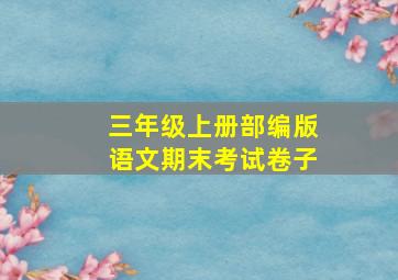 三年级上册部编版语文期末考试卷子