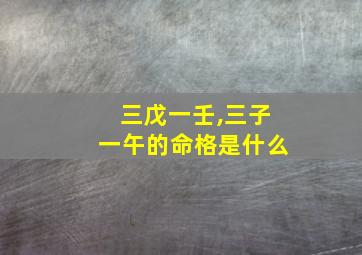 三戊一壬,三子一午的命格是什么