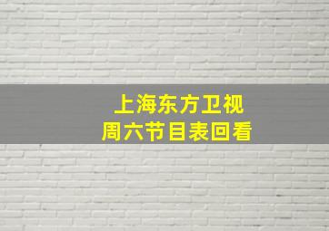 上海东方卫视周六节目表回看