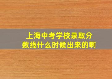 上海中考学校录取分数线什么时候出来的啊