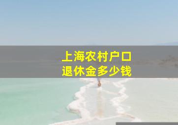 上海农村户口退休金多少钱