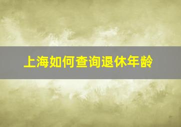 上海如何查询退休年龄