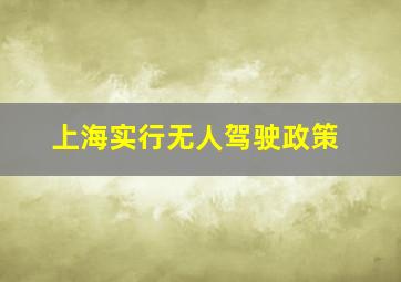 上海实行无人驾驶政策