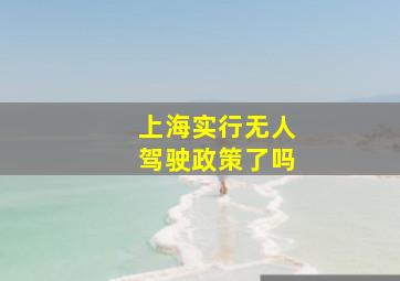 上海实行无人驾驶政策了吗