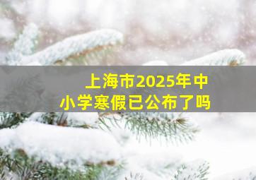 上海市2025年中小学寒假已公布了吗