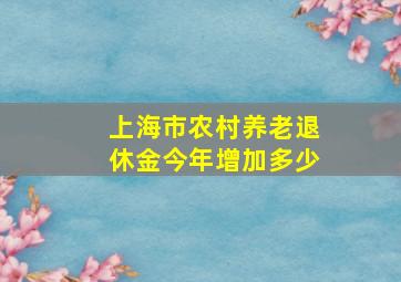 上海市农村养老退休金今年增加多少