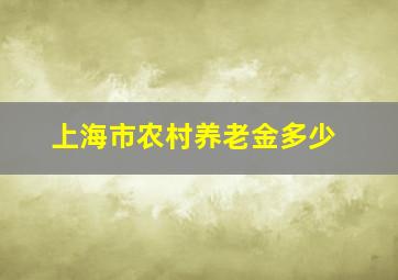 上海市农村养老金多少