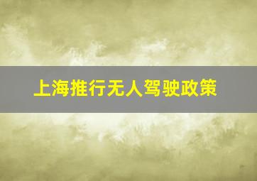 上海推行无人驾驶政策