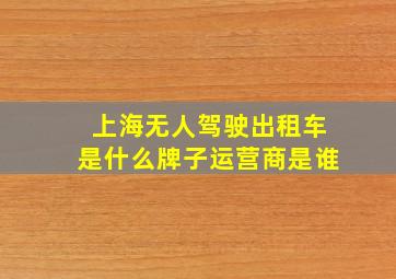 上海无人驾驶出租车是什么牌子运营商是谁