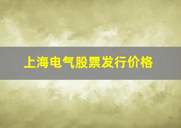 上海电气股票发行价格