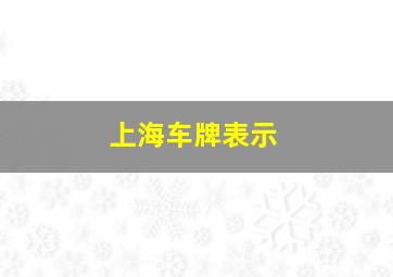 上海车牌表示