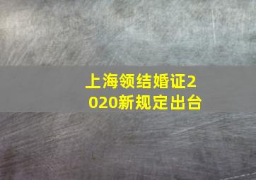 上海领结婚证2020新规定出台