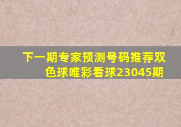 下一期专家预测号码推荐双色球唯彩看球23045期